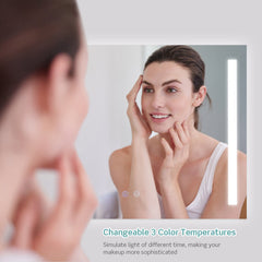 32 x 24 Inch Quadrate Wall Mirror with 3-Color Lights and Anti-Fog Function