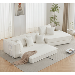 Folding Convertible Out Sleeper Sofa Bed 2-in-1 Combination Sofa Beige