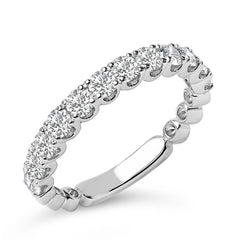 14K White Gold 1.00 Cttw Round Diamond Prong Set Wedding Band