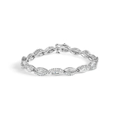 14K White Gold 2.00 Cttw Diamond Swirl and Pear Shape Link Bracelet (I-J Color, I2-I3 Clarity) - 7"