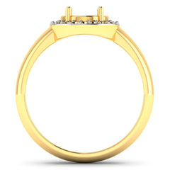0.22 Carat Genuine White Diamond 14K Yellow Gold Semi Mount Ring - holds 9x7mm Oval Gemstone