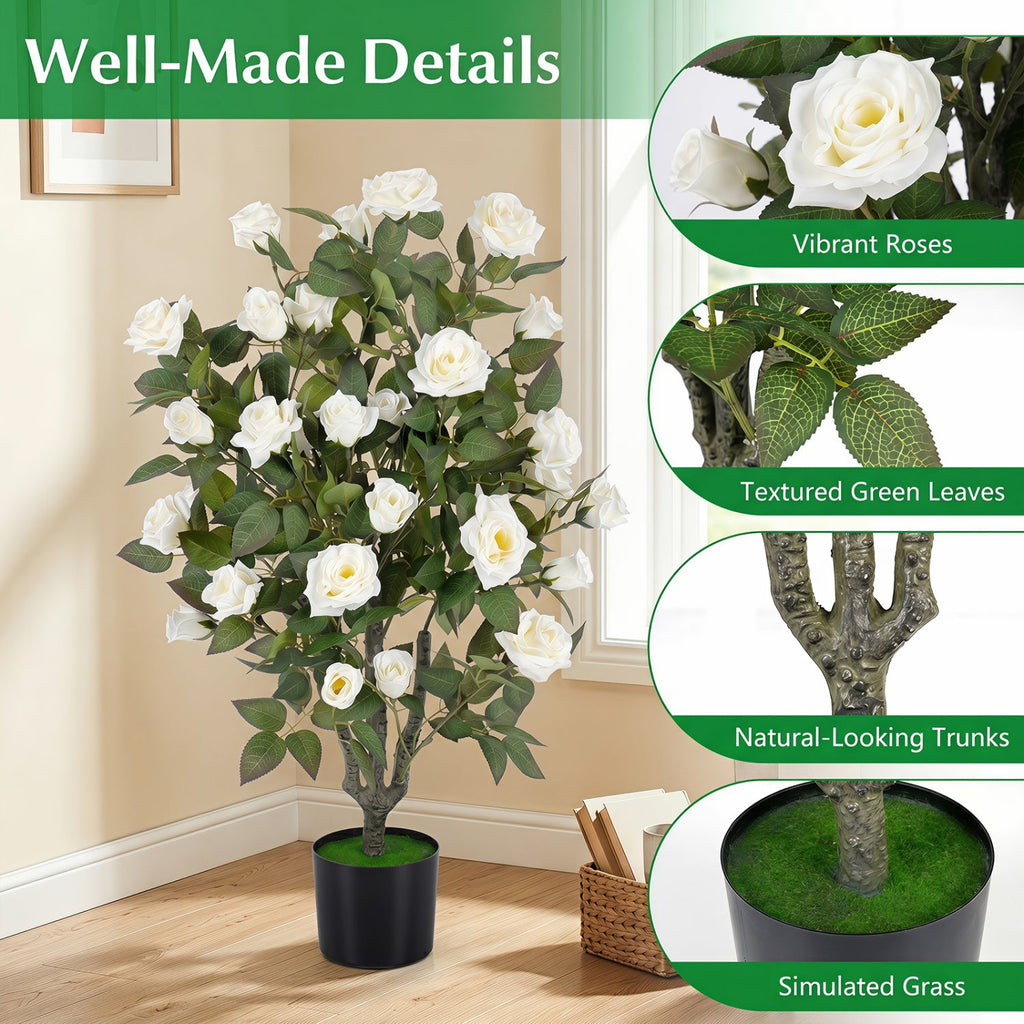 35.5" Artificial Rose Tree with Blooming Flowers in Pot