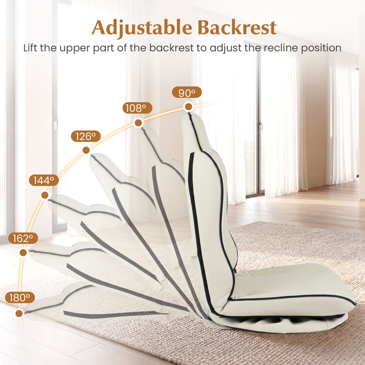360° Swivel Floor Gaming Chair with Adjustable Backrest