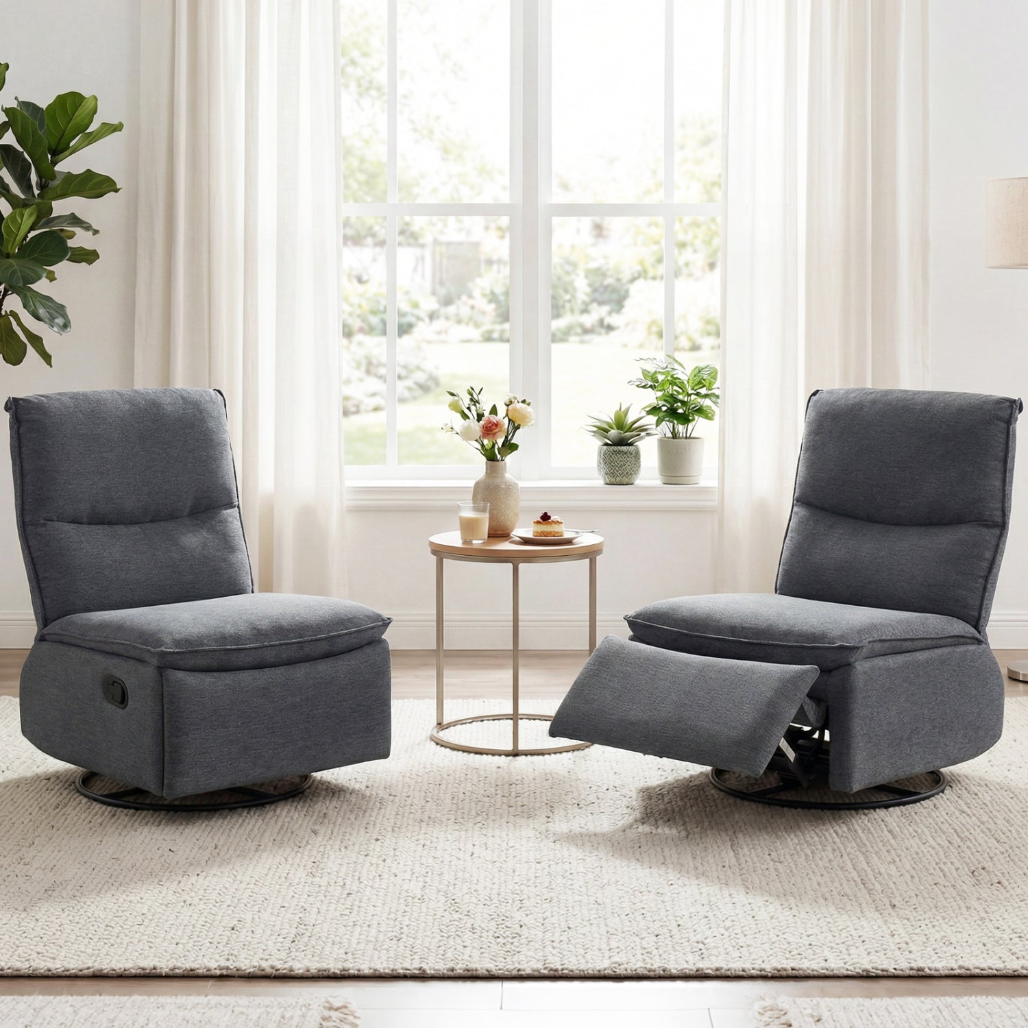 360° Swivel Rocking Chair with Cushioned Back for Living Room