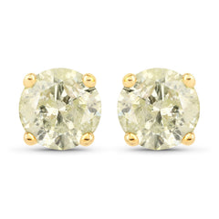 1.12 Carat Genuine LB Diamond 14K Yellow Gold Earrings