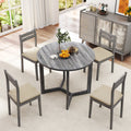 36 Inch Round Wood Dining Table for 2-4 People with Wing-shaped Pedestal Base-Black