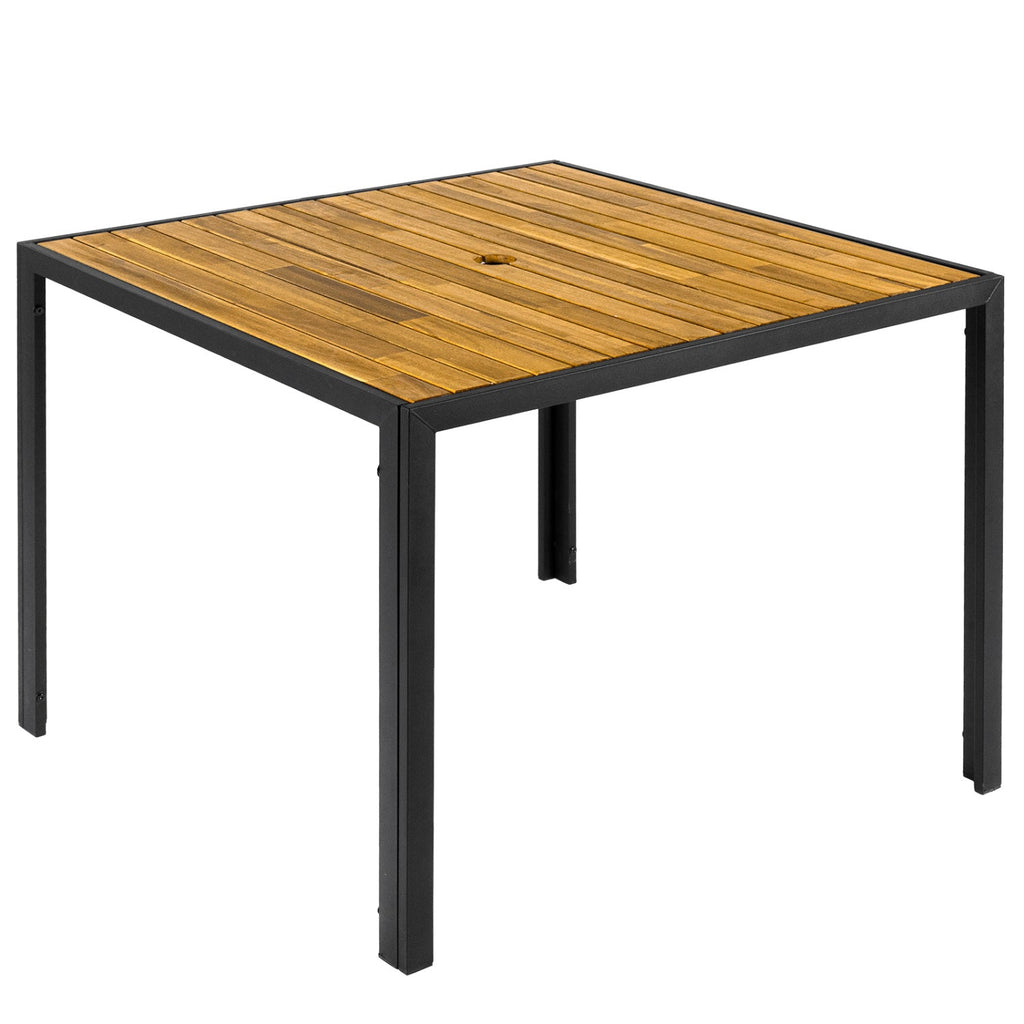 36 Inch Square Outdoor Dining Table for 4 with Slatted Top for Porch