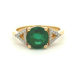 2.12ct Emerald Diamond Ring 14KT Yellow Gold