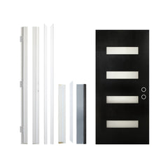 [36X80-Inch] Nuvia Modern Black Left Inswing Fiberglass Entry Door With 4-9/16 White Vinyl Frame (SAK52910)