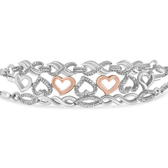 Sterling Silver Diamond Accent 3 Piece Adjustable Bolo Bracelet Set