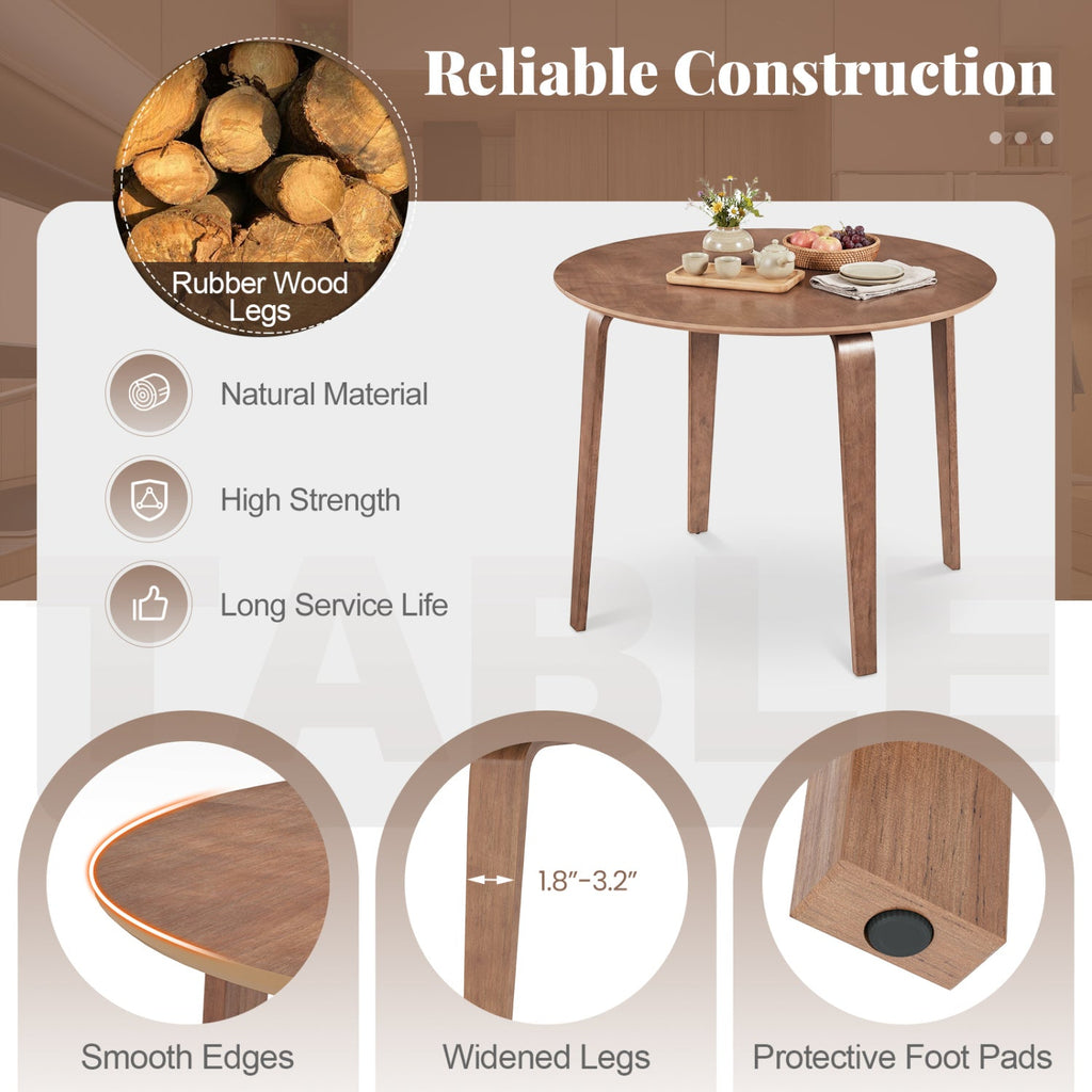 37.5" Round Dining Table with Rubber Wood Legs for Small Space