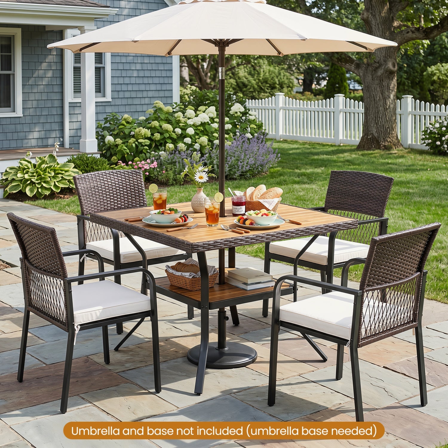 37" Square Outdoor Dining Table with Acacia Wood Top