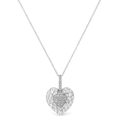 .925 Sterling Silver Pave-Set Diamond Accent Heart Shape 18" Pendant Necklace (I-J Color, I1-I2 Clarity)