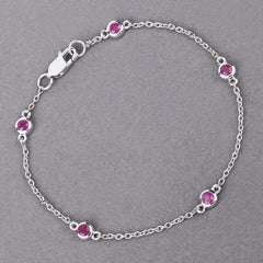 0.65 Carat Genuine Ruby .925 Sterling Silver Bracelet