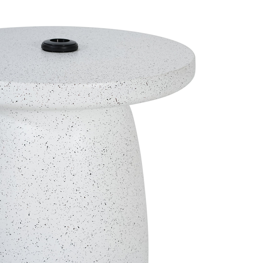 Tess MGO Outdoor Patio Side Table Umbrella Base in White Marble