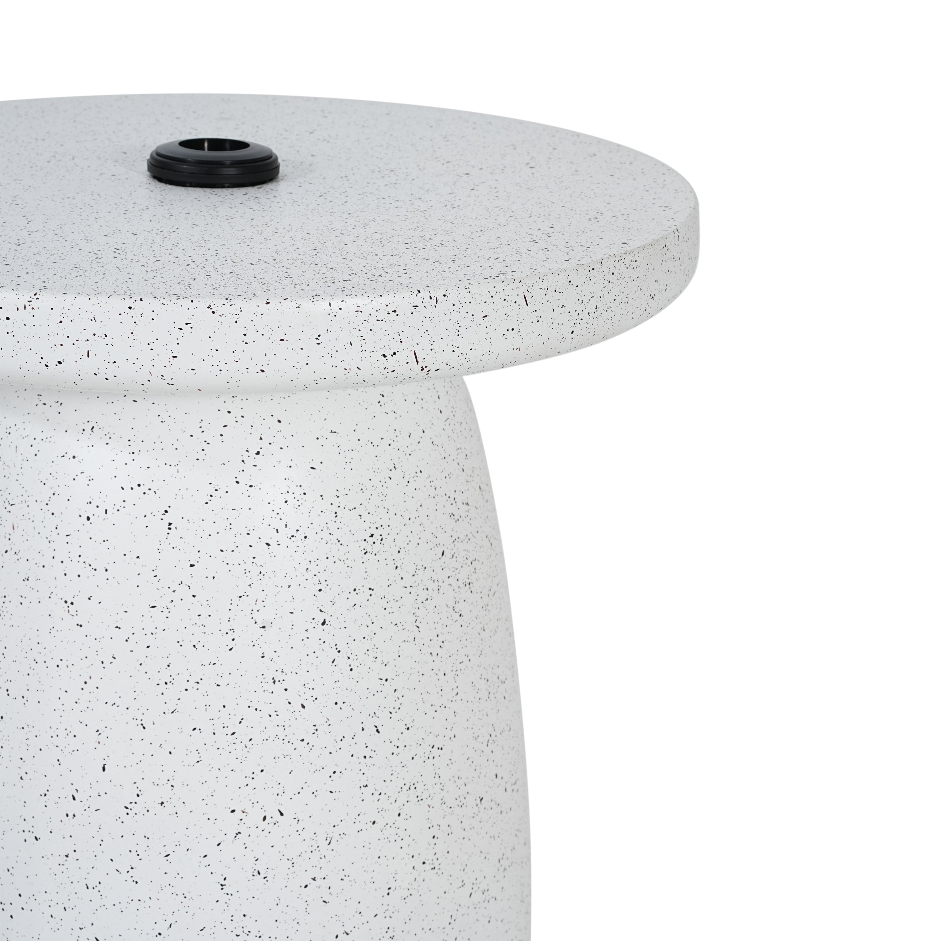 Tess MGO Outdoor Patio Side Table Umbrella Base in White Marble
