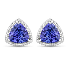 4.24 Carat Genuine Tanzanite 14K White Gold Earrings