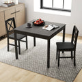 3-Piece Dining Table Set Wooden Square Kitchen Table for 2 People-Gray