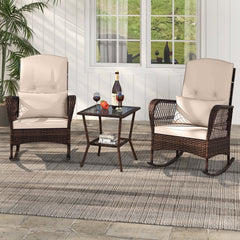 3 Pieces Rocking Bistro Set with 2-Tier Coffee Table