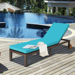 Patio Chaise Lounge Chair Outdoor Rattan Lounger Recliner Chair-Turquoise