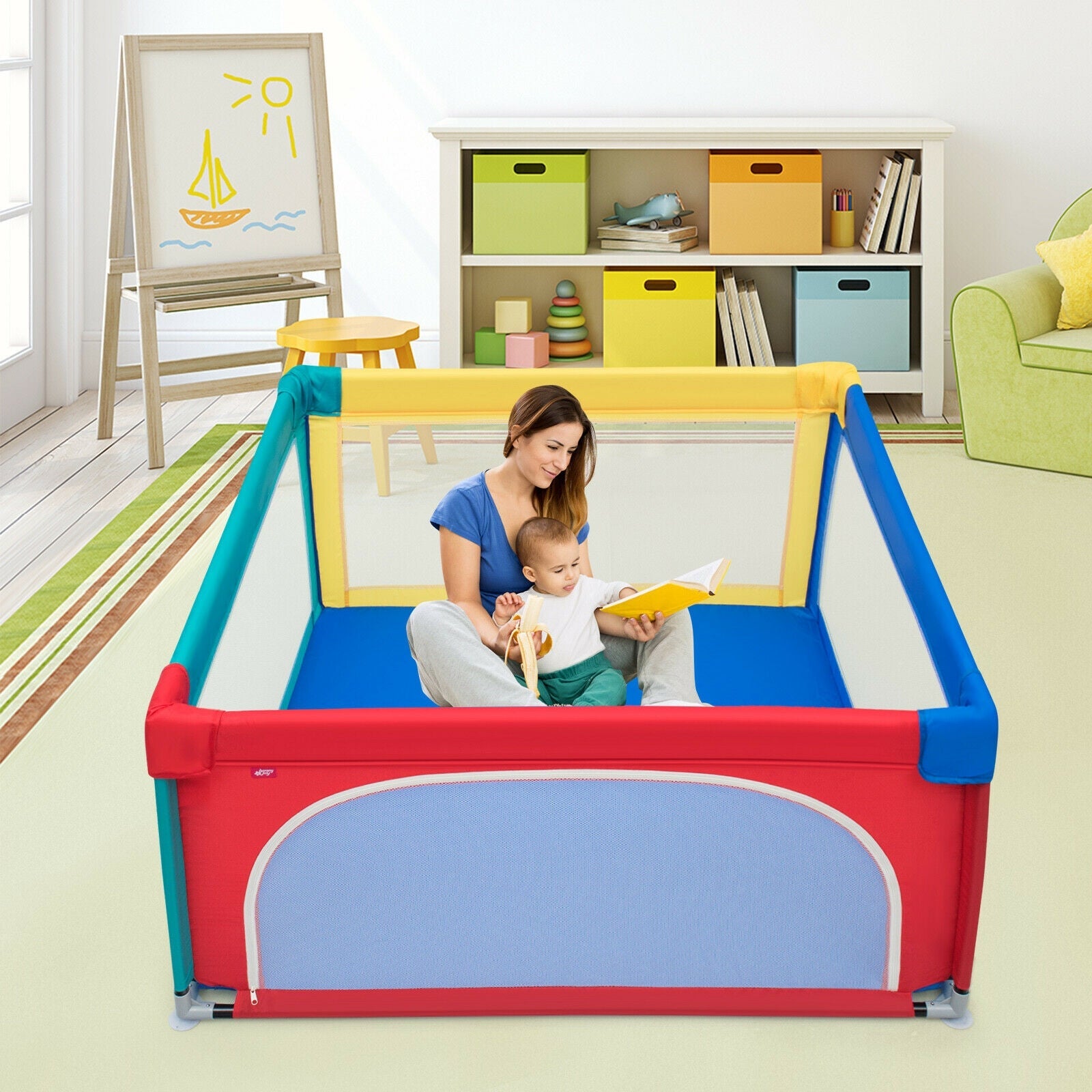 Large Safety Play Center Yard with 50 Balls for Baby Infant-Multicolor