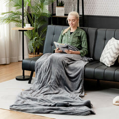 62 x 84 Inch Flannel Heated Electric Blanket with 10 Heating Levels-Gray