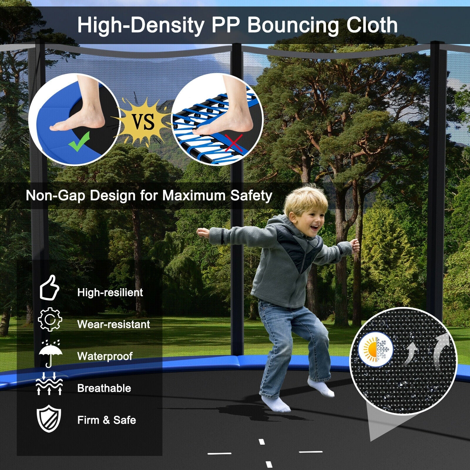8/10/12/14/15/16 Feet Outdoor Trampoline Bounce Combo with Safety Closure Net Ladder-8 ft