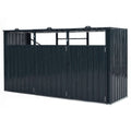 3-Bin Metal Trash Can Storage Shed with Flip-Up Lids for Yard