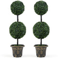 3 FT Artificial Boxwood Topiary Tree Double Ball Shrubs Set of 2