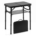 3-Height Folding Camping Table with Large Storage Net & Handle