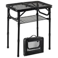 3-Height Folding Picnic Table with Large Storage Net and Handle