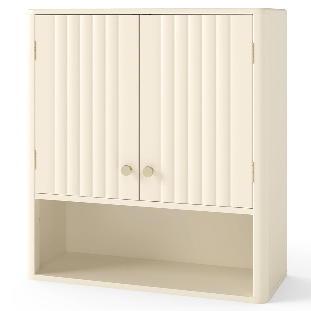 3-Piece Bathroom Cabinet Set with Fluted Doors Over Toilet Corner & Wall Cabinet