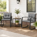 3-Piece Rocking Chair Patio Set with Glass Coffee Table