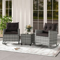 3-Piece Patio Rocking Chair Set with Glass Table & Cushions