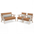 3 Pieces Living Room Furniture Set with Rubber Wood Frame