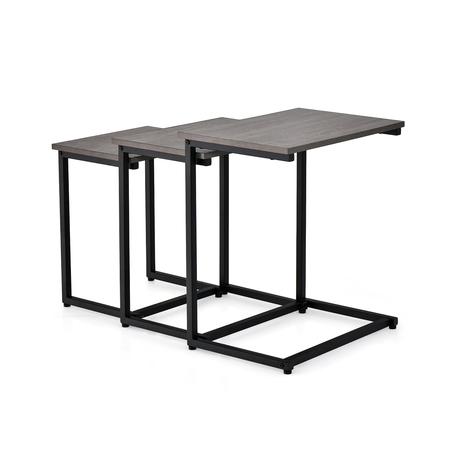 3 Pieces Multifunctional Coffee End Table Set-Oak