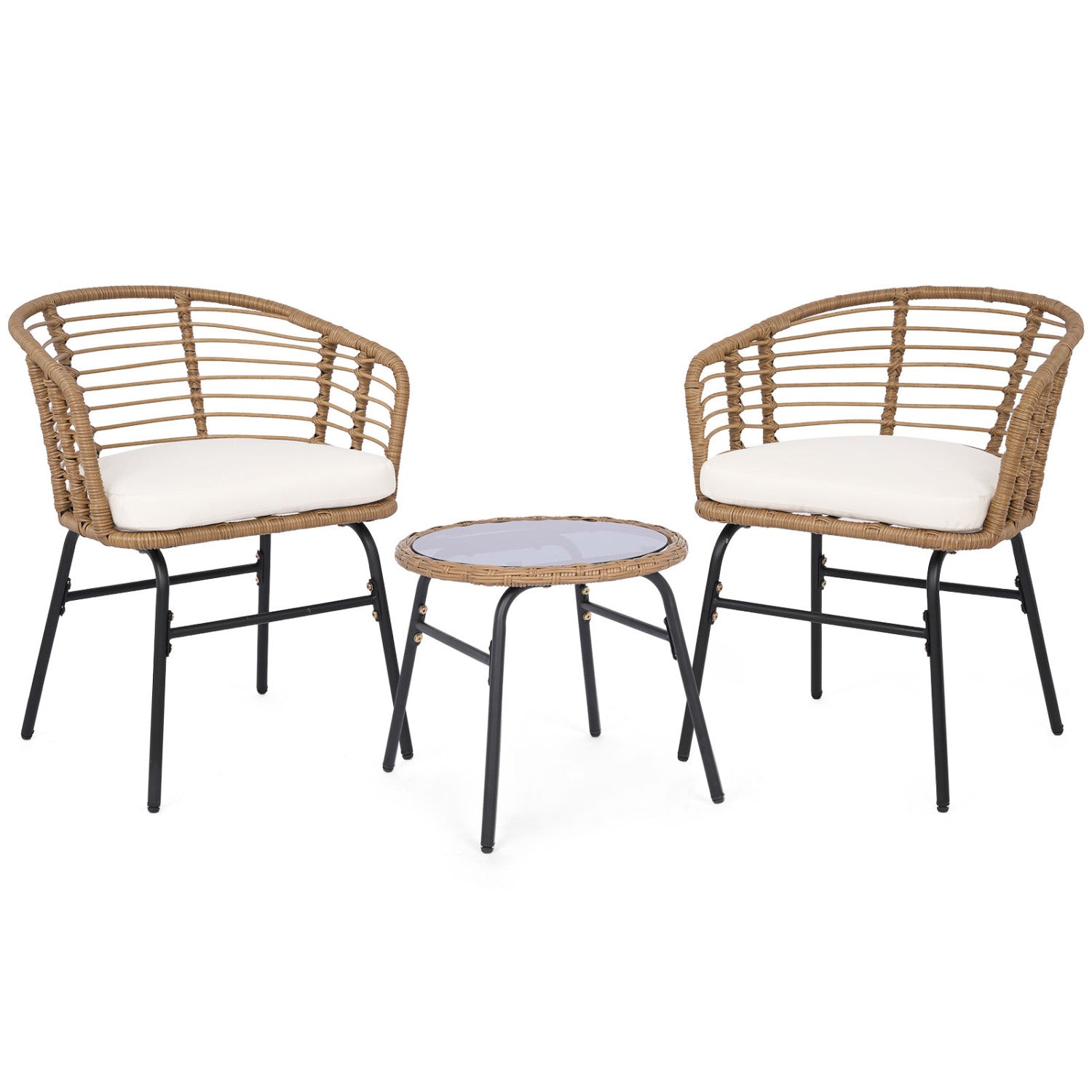 3-Piece Patio Conversation Set with Cushions