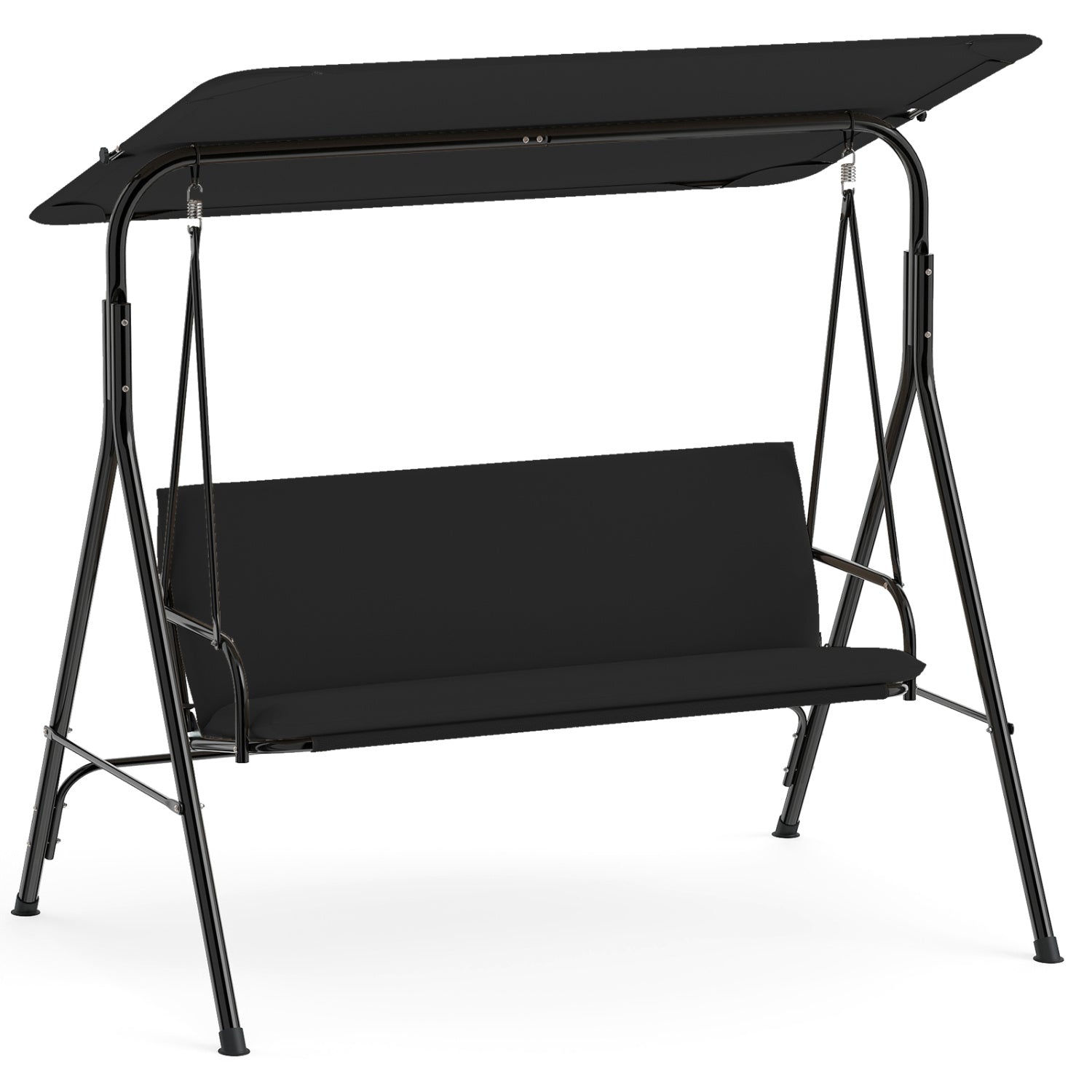 3-Seat Patio Swing Chair with Adjustable Canopy