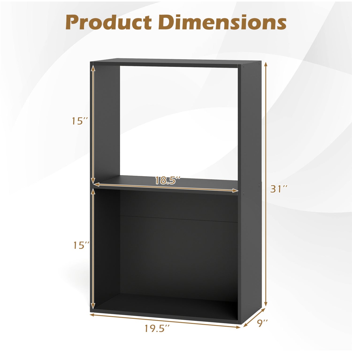 3-Tier Bookshelf with Open Storage Compartments