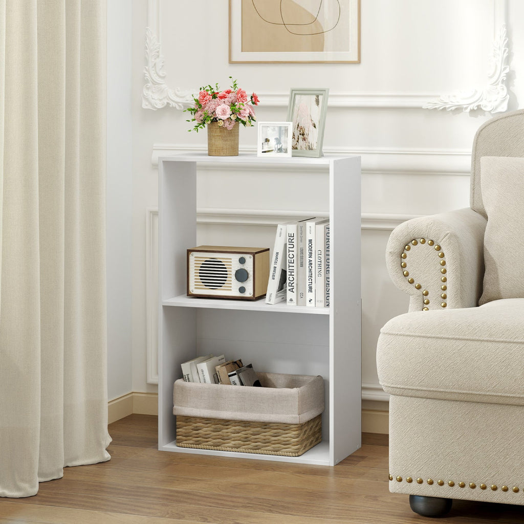 3-Tier Bookshelf with Open Storage Compartments