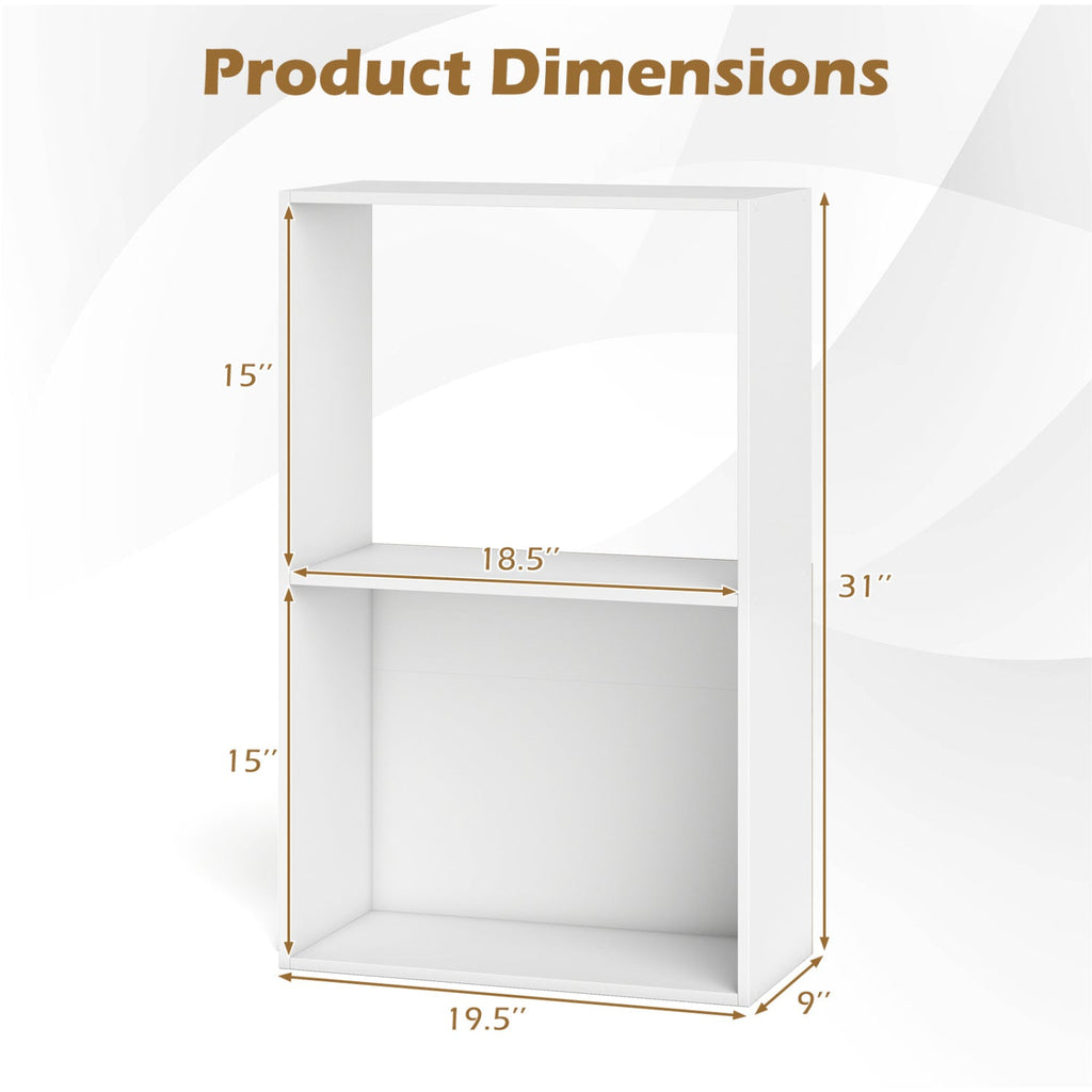 3-Tier Bookshelf with Open Storage Compartments