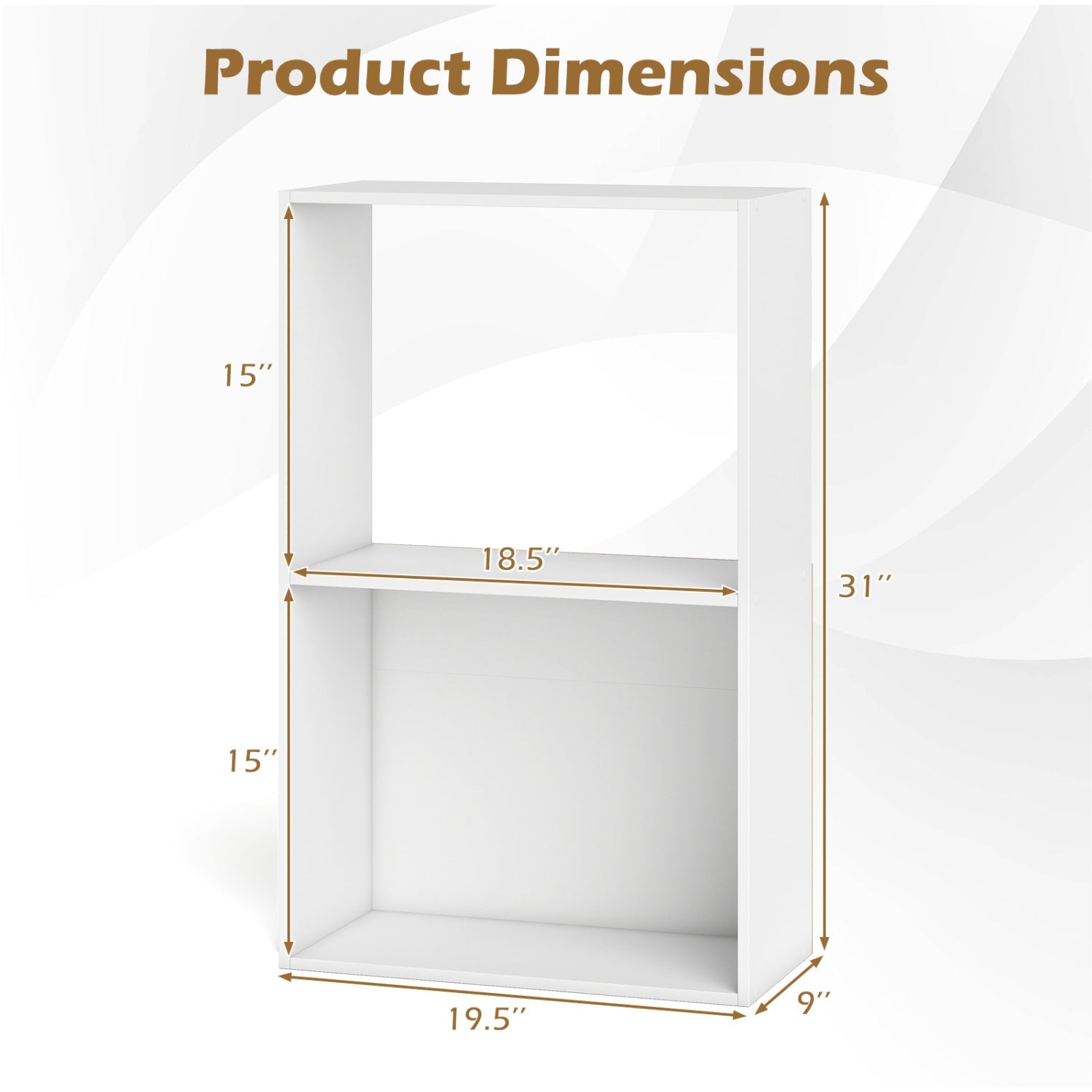 3-Tier Bookshelf with Open Storage Compartments