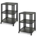 3-Tier End Table with Wheels Rolling Side Table with Open Storage Shelves