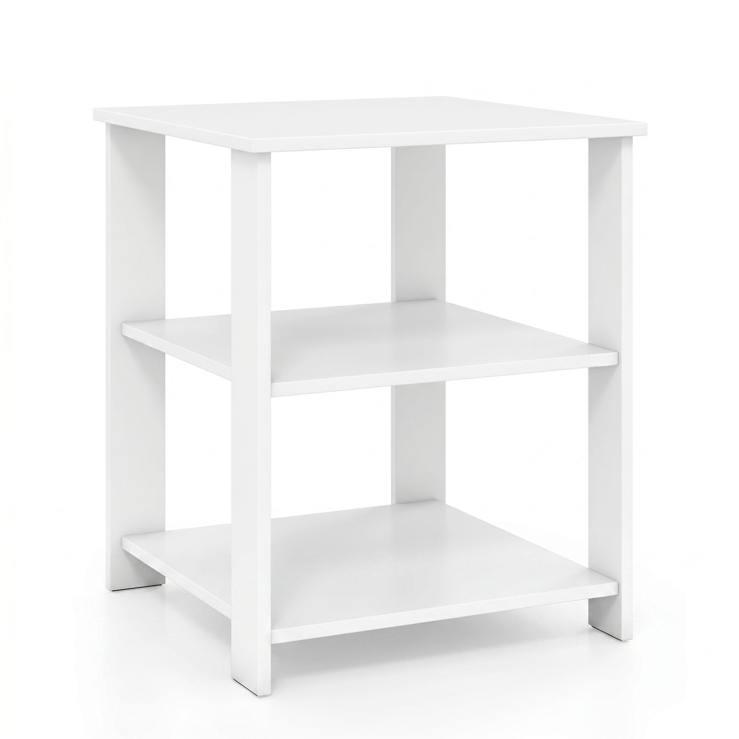 3-Tier Square Side Table with Open Storage Shelves