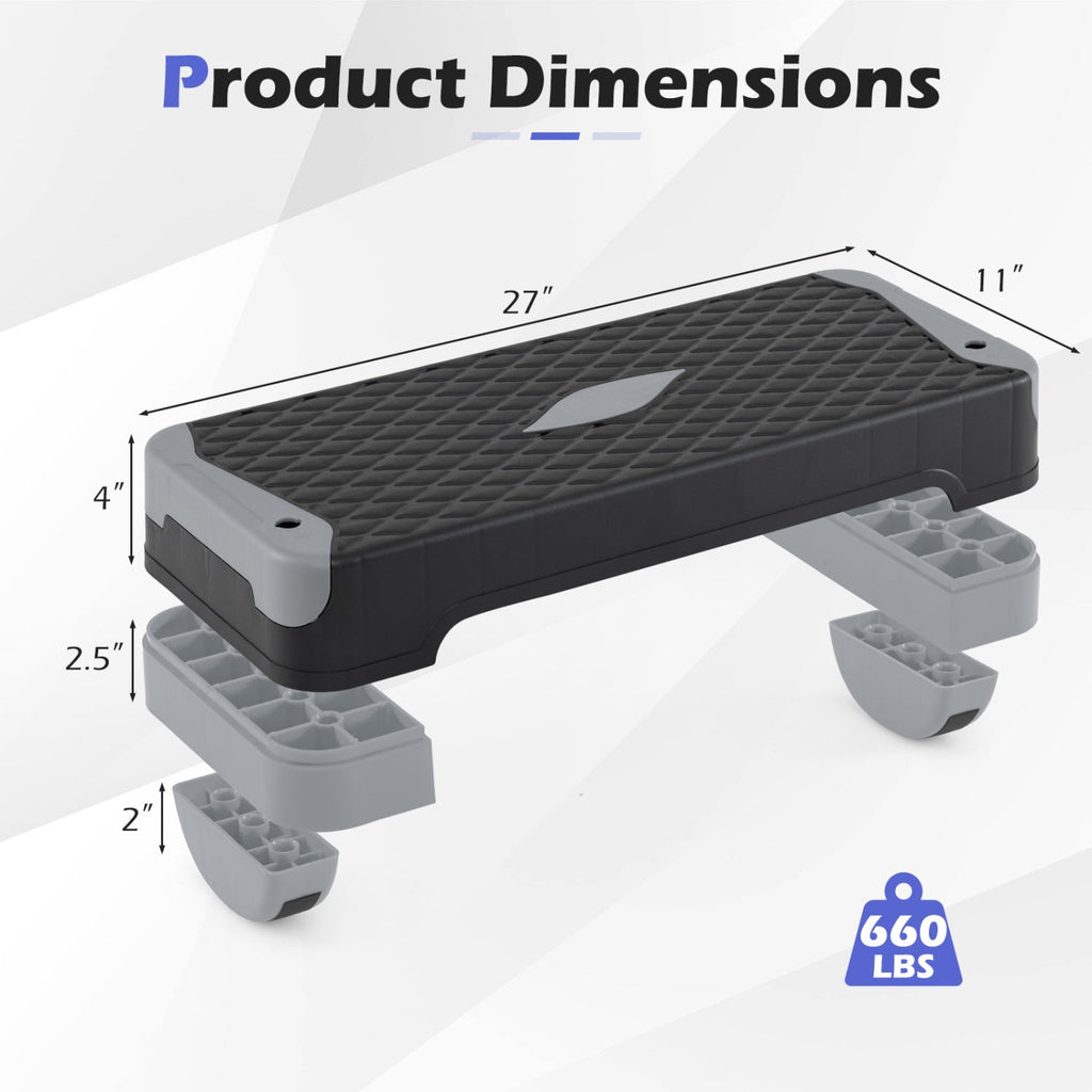 3-in-1 Aerobic Step Platform with Risers and Balance Trainers