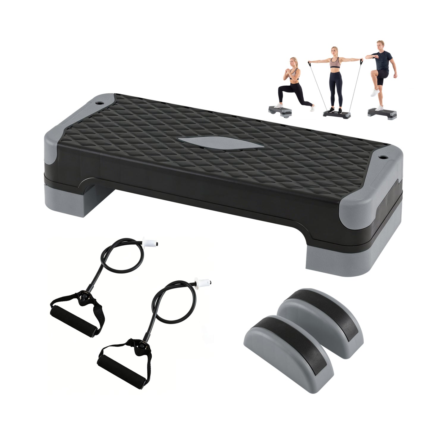 3-in-1 Aerobic Step Platform with Risers and Balance Trainers