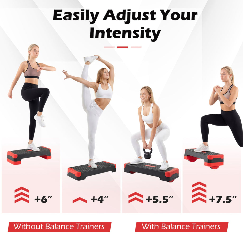 3-in-1 Aerobic Step Platform with Risers and Balance Trainers