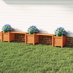 3-in-1 Outdoor Planter Box with Bench 2-Person Outdoor Bench with 2 Side Garden Beds-Orange