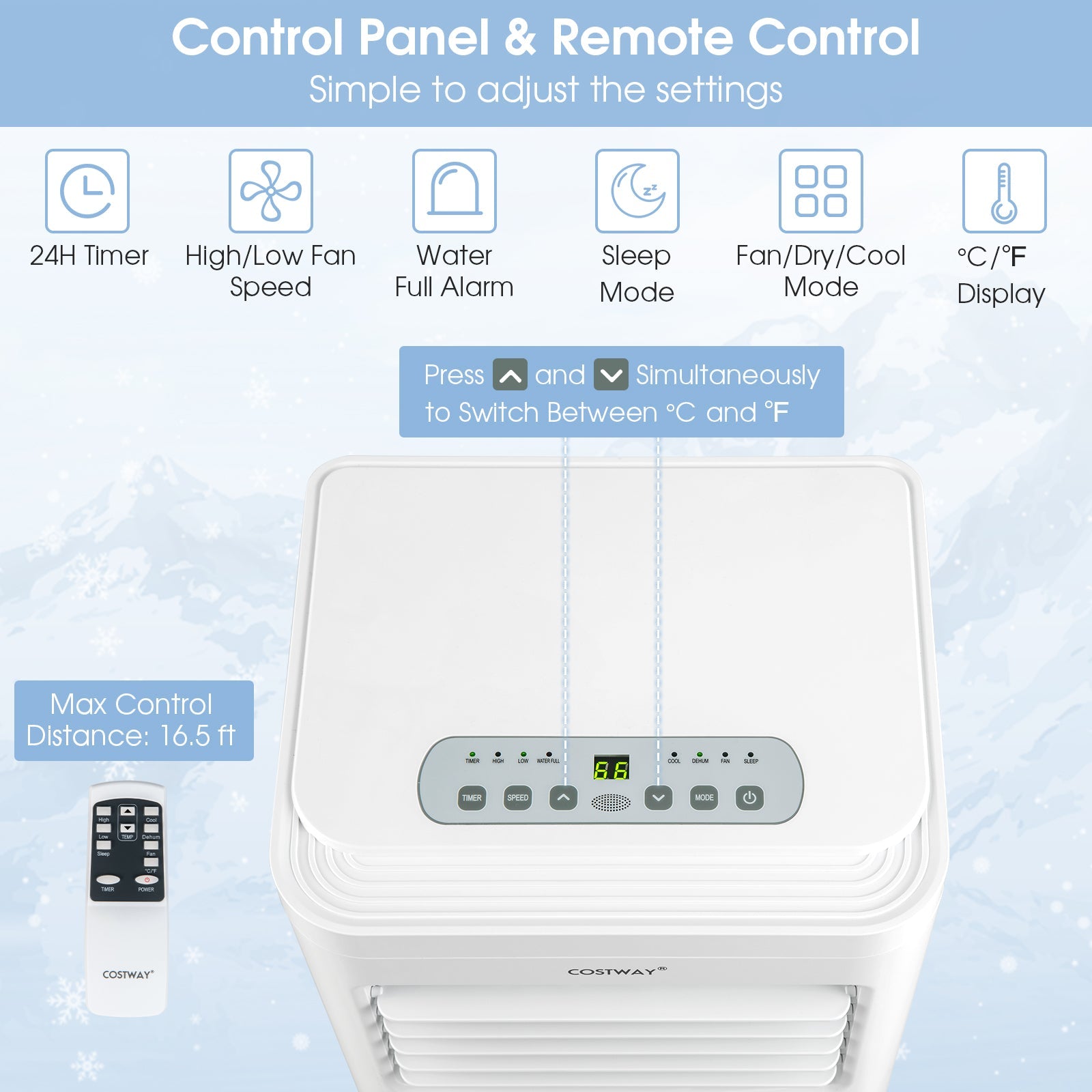 6000 BTU(SACC) Portable Air Conditioner Cools 250 Sq.Ft