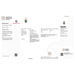IGI Certified 2.37 Carat Genuine Zambian Emerald and White Diamond 14K Yellow & White Gold Pendant